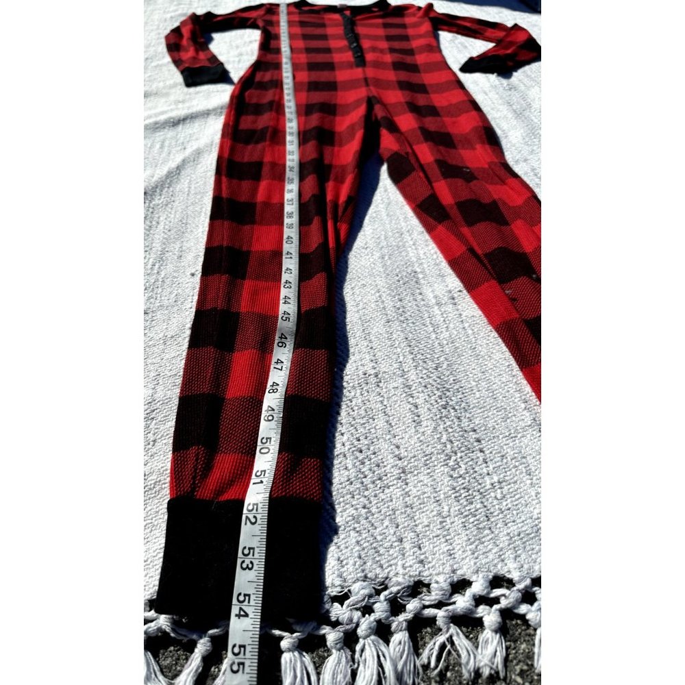 Old Navy Union Suit Small Red Black Plaid Thermo Christmas Henley Y2K Adults - Picture 4 of 8